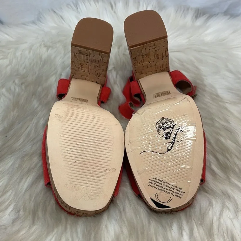 Free People Brooke‎ Red Retro Cork Platform Sandals Sz 37/6.5